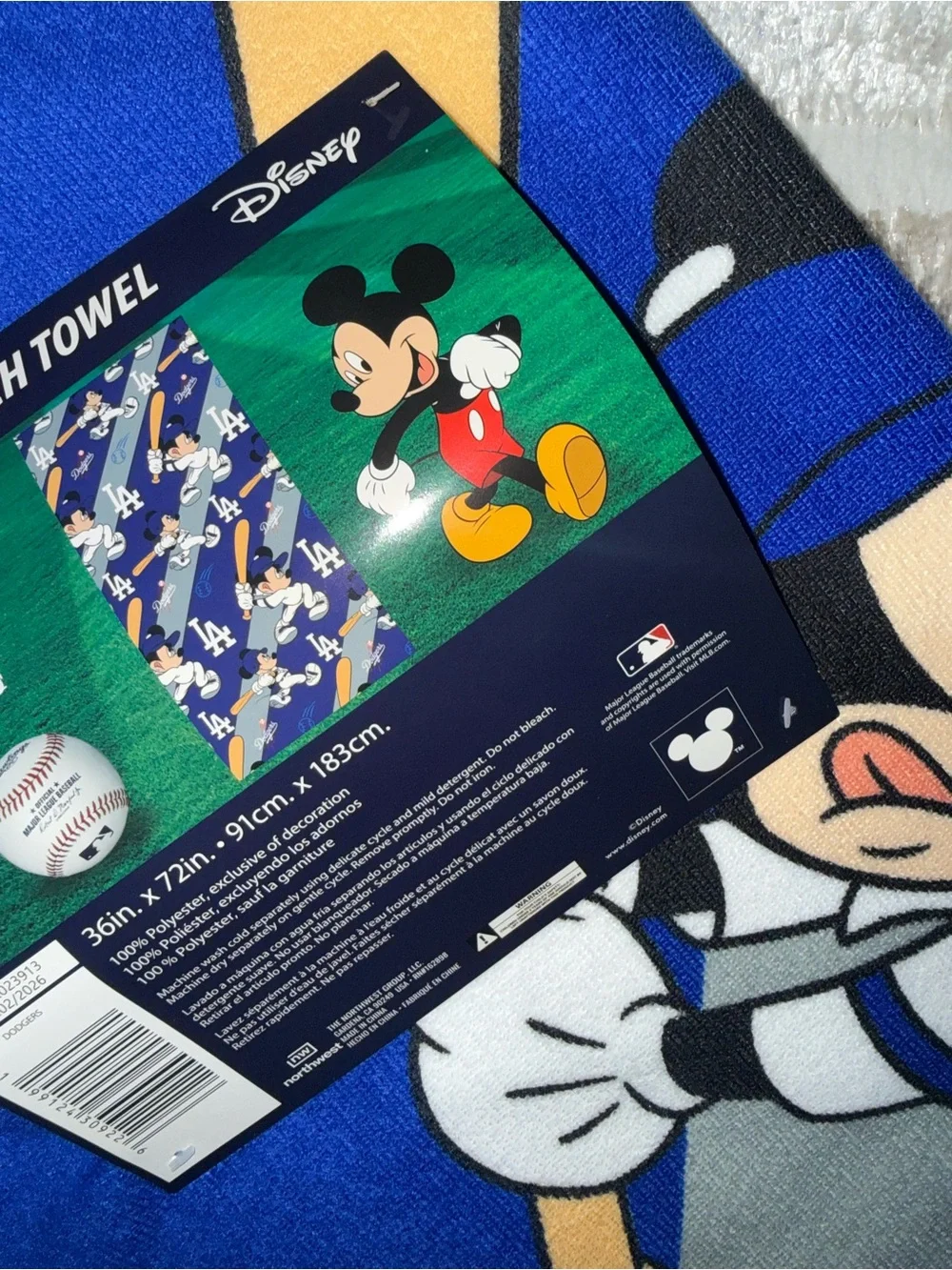 Dodgers Mickey Mouse beach towel
